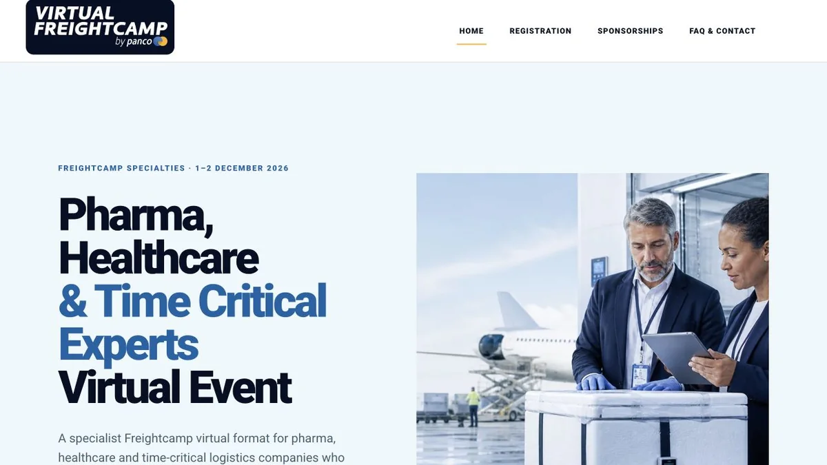 Preview of the Pharma, Healthcare & Time Critical Experts Virtual Event website